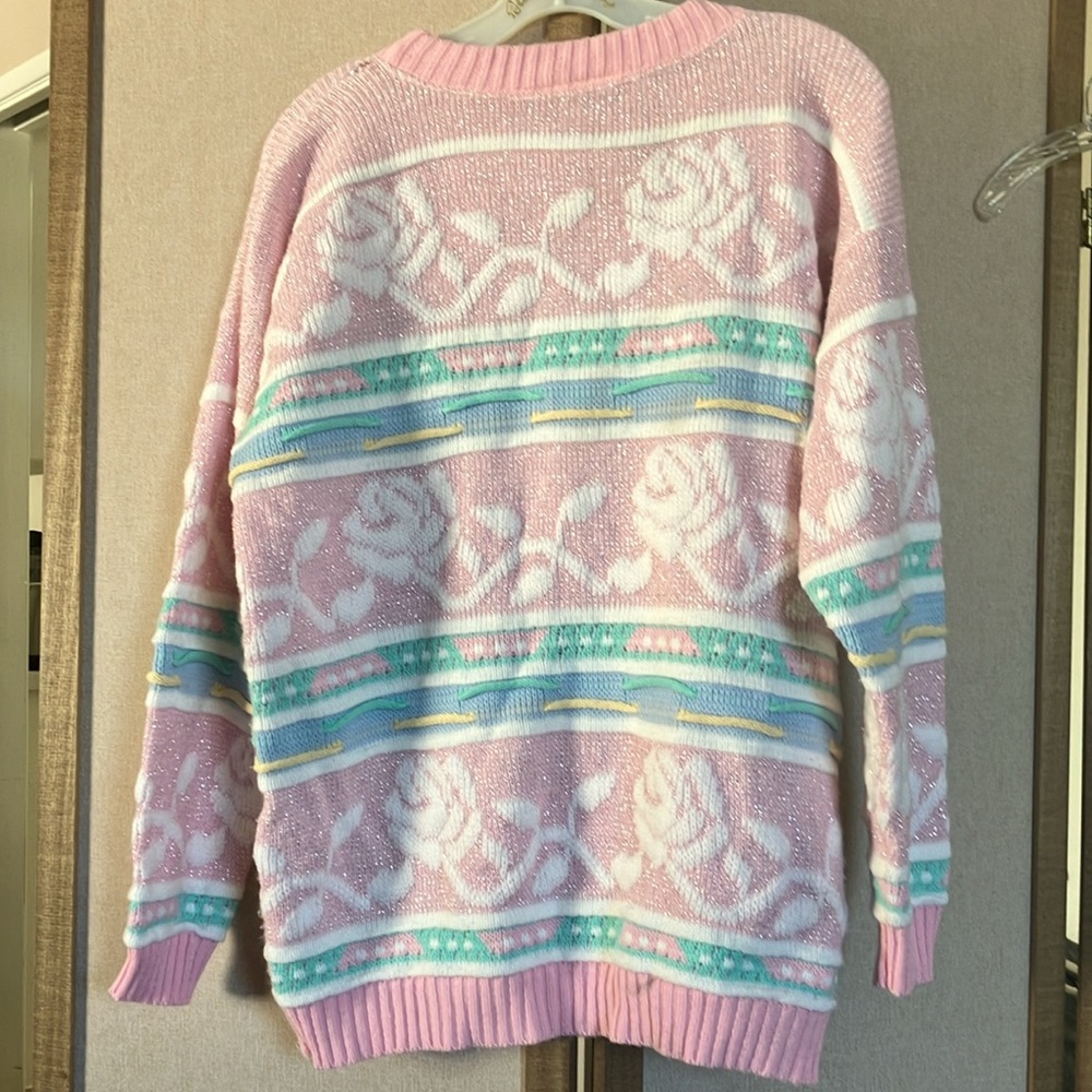 Vintage Worthington Pink and White Crew Neck Sweater - Picture 5 of 7